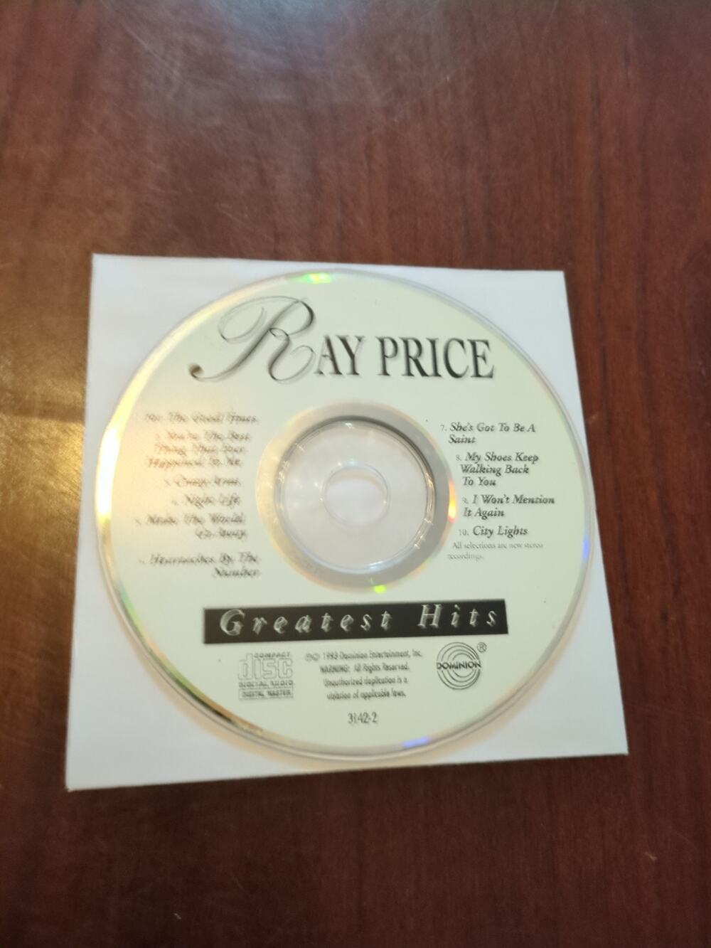 Ray Price - Greatest Hits - Dominion Audio CD 1993 disc only
